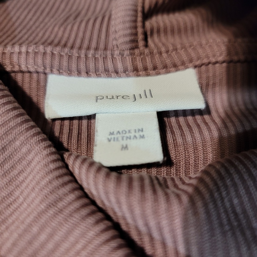 Pure J. Jill Purple Ribbed Cowl Neck Pullover Tunic Top Sz Med Baggy Lagenlook - Picture 5 of 6